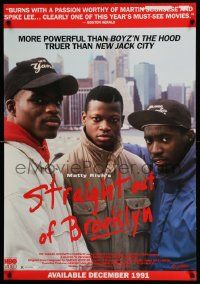 4j983 STRAIGHT OUT OF BROOKLYN 27x39 video poster '91 Matty Rich's tale of growing up in New York!