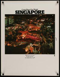 4j012 COME SHARE OUR WORLD SINGAPORE 23x30 travel poster '80s great image of busy market!