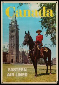 4j013 EASTERN AIR LINES CANADA 28x40 travel poster '60s great images of Mountie on horseback!