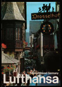 4j021 LUFTHANSA VACATIONLAND GERMANY 23x33 German travel poster '80s image of crowded city street!