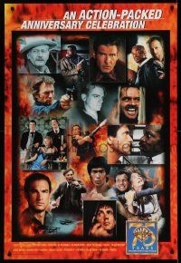 4j995 WARNER BROS: 75 YEARS ENTERTAINING THE WORLD 27x40 video poster '98 action-packed, many images