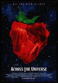 4k027 ACROSS THE UNIVERSE advance DS 1sh '07 Evan Rachel Wood, romance to the music of the Beatles!