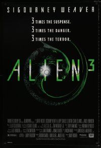 4k038 ALIEN 3 1sh '92 Sigourney Weaver, 3 times the danger, 3 times the terror!