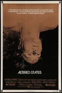 4k045 ALTERED STATES 1sh '80 William Hurt, Paddy Chayefsky, Ken Russell, sci-fi horror!