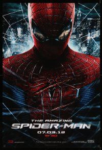 4k049 AMAZING SPIDER-MAN teaser DS 1sh '12 portrait of Andrew Garfield in title role over city!