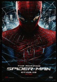 4k048 AMAZING SPIDER-MAN teaser 1sh '12 portrait of Andrew Garfield in title role over city!