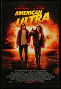 4k058 AMERICAN ULTRA advance DS 1sh '15 great image of Jesse Eisenberg and Kristen Stewart!