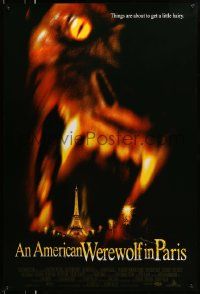 4k062 AMERICAN WEREWOLF IN PARIS DS 1sh '97 horror image of giant werewolf & Eiffel Tower!