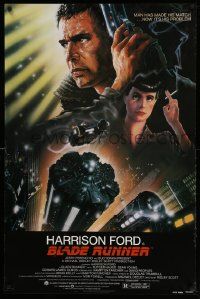4k119 BLADE RUNNER 1sh '82 Ridley Scott sci-fi classic, art of Harrison Ford by John Alvin!