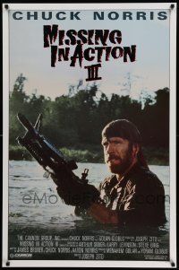 4k135 BRADDOCK: MISSING IN ACTION III int'l 1sh '88 great image of Chuck Norris w/ M-60 machine gun