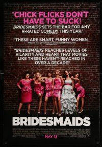 4k141 BRIDESMAIDS advance DS 1sh '11 Maya Rudolph, Wiig, Wendi McLendon-Covey in bad dresses!
