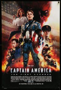 4k151 CAPTAIN AMERICA: THE FIRST AVENGER advance DS 1sh '11 Chris Evans, Jones, cool cast image!