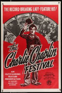 4k167 CHARLIE CHAPLIN FESTIVAL 1sh R1960s a record-breaking laff-feature hit, great images!