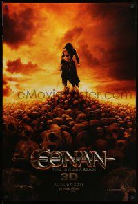 4k181 CONAN THE BARBARIAN teaser DS 1sh '11 Jason Momoa in title role on heap of skulls!