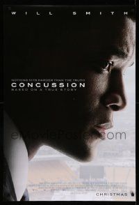 4k182 CONCUSSION advance DS 1sh '15 great close-up image of focused and intense Will Smith!