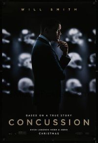 4k183 CONCUSSION teaser DS 1sh '15 Great images of focused Will Smith in front of football helmets!