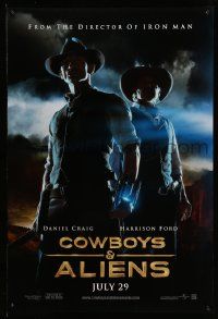 4k193 COWBOYS & ALIENS teaser DS 1sh '11 cool image of Daniel Craig & Harrison Ford!
