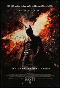 4k212 DARK KNIGHT RISES advance DS 1sh '12 Christian Bale as Batman, a fire will rise!