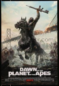 4k217 DAWN OF THE PLANET OF THE APES style C advance DS 1sh '14 great image of ape on horseback!