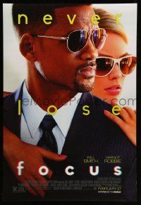 4k323 FOCUS advance DS 1sh '15 cool close up of Will Smith and Margot Robbie in sunglasses!