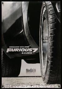 4k341 FURIOUS 7 teaser DS 1sh '15 Jason Statham, Dwayne Johnson, Vin Diesel, close up image of car!