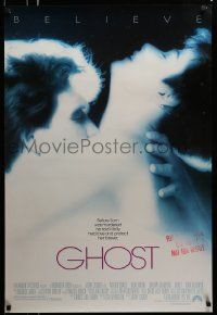 4k351 GHOST DS 1sh '90 classic romantic close up of dead Patrick Swayze & sexy Demi Moore!