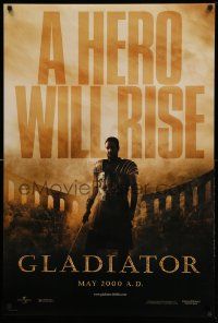 4k358 GLADIATOR teaser DS 1sh '00 Ridley Scott, cool image of Russell Crowe in the Coliseum!