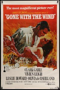 4k368 GONE WITH THE WIND 1sh R80s Clark Gable, Vivien Leigh, Terpning artwork, all-time classic!