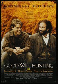 4k373 GOOD WILL HUNTING 1sh '97 great image of smiling Matt Damon & Robin Williams!