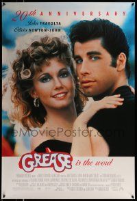 4k378 GREASE DS 1sh R98 close up of John Travolta & Olivia Newton-John in a most classic musical!