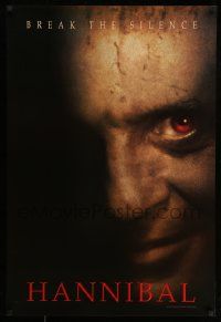 4k388 HANNIBAL teaser DS 1sh '00 creepy close up of red-eyed Anthony Hopkins as Dr. Lector!
