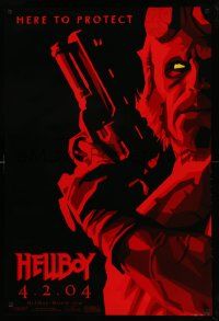 4k405 HELLBOY teaser 1sh '04 Mike Mignola comic, cool red image of Ron Perlman, here to protect!