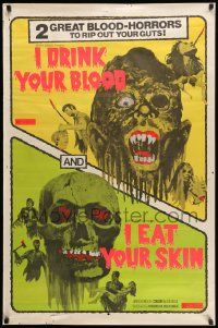 4k450 I DRINK YOUR BLOOD/I EAT YOUR SKIN 1sh '71 two great blood-horrors that rip out your guts!