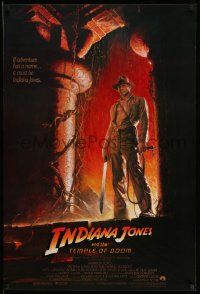 4k468 INDIANA JONES & THE TEMPLE OF DOOM 1sh '84 adventure is Ford's name, Bruce Wolfe art!