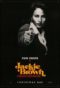 4k492 JACKIE BROWN teaser 1sh '97 Quentin Tarantino, cool image of Pam Grier in title role!
