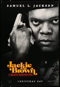 4k494 JACKIE BROWN teaser 1sh '97 Quentin Tarantino, cool image of Samuel L. Jackson with gun!