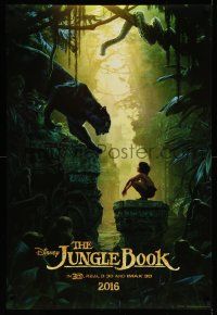 4k509 JUNGLE BOOK teaser DS 1sh '16 great image of Mowgli with Shere Khan and Kaa!