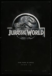 4k512 JURASSIC WORLD teaser DS 1sh '15 Jurassic Park sequel, cool image of the classic logo!