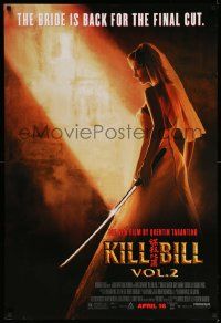 4k518 KILL BILL: VOL. 2 advance DS 1sh '04 bride Uma Thurman with katana, Quentin Tarantino!
