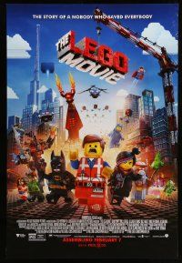 4k542 LEGO MOVIE advance DS 1sh '14 the story of a nobody who saved everybody!