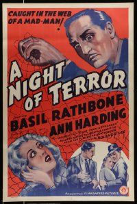 4k578 LOVE FROM A STRANGER 1sh R42 Basil Rathbone, Agatha Christie, A Night of Terror!