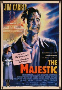 4k588 MAJESTIC int'l DS 1sh '01 great art of Jim Carrey, directed by Frank Darabont!
