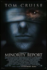 4k626 MINORITY REPORT style A int'l advance DS 1sh '02 Steven Spielberg, Tom Cruise, Colin Farrell