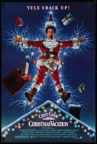 4k642 NATIONAL LAMPOON'S CHRISTMAS VACATION DS 1sh '89 Consani art of Chevy Chase, yule crack up!