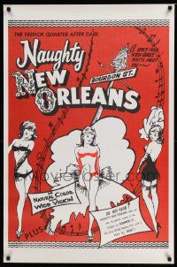 4k645 NAUGHTY NEW ORLEANS 1sh R59 Bourbon St. showgirls in French Quarter after dark!