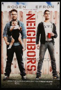 4k646 NEIGHBORS teaser DS 1sh '14 Zac Efron w/red Solo cup, Seth Rogan & baby!