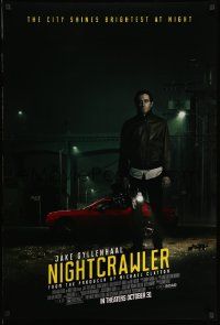4k651 NIGHTCRAWLER advance DS 1sh '14 cool image of Jake Gyllenhaal with camera and sports car!