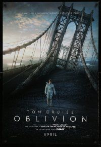 4k653 OBLIVION teaser DS 1sh '13 Morgan Freeman, cool image of Tom Cruise on bridge!