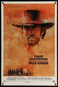 4k665 PALE RIDER 1sh '85 great artwork of cowboy Clint Eastwood by C. Michael Dudash!