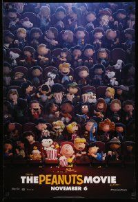 4k676 PEANUTS MOVIE style B teaser DS 1sh '15 wonderful image of all characters in movie theater!